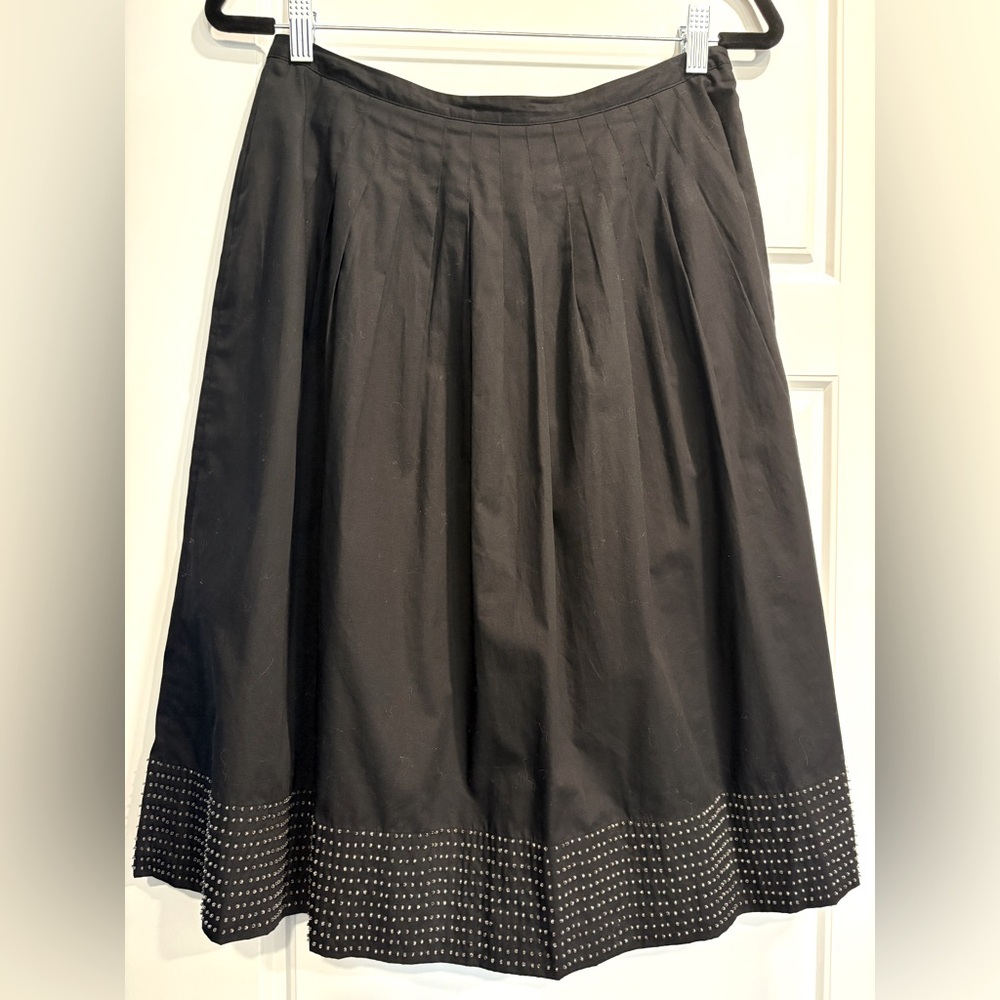 Vintage Talbots 100% Cotton Midi Beaded‎ Skirt Womens 8 Modest A-Line 50's Style
